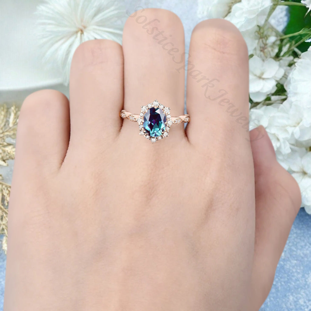 Vintage Birnenform Aquamarin Verlobungsring Set Unikat Versprechen Brautring Set Jubiläumsgeschenk