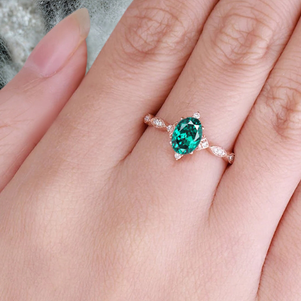Bague de fiançailles en pierre de soleil ovale, bague de mariage unique en moissanite, cadeau pour elle