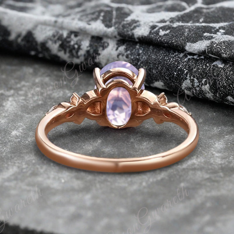 Vintage Oval Pink Sapphire Engagement Ring Unique Oval Pink Sapphire Promise Ring
