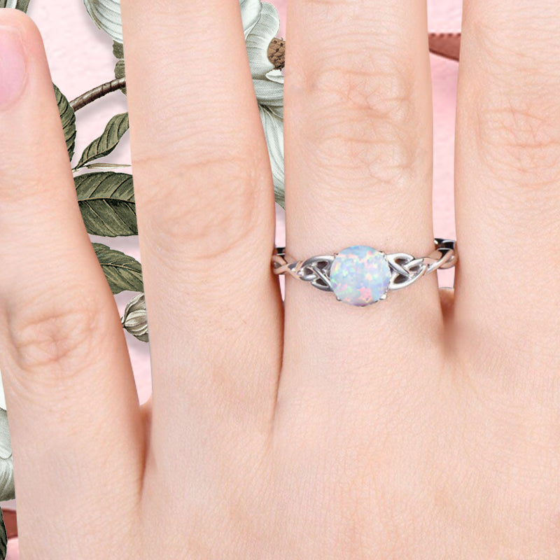Vintage Oval Mondstein Verlobungsring Unikat Opal Moissanit Versprechensring