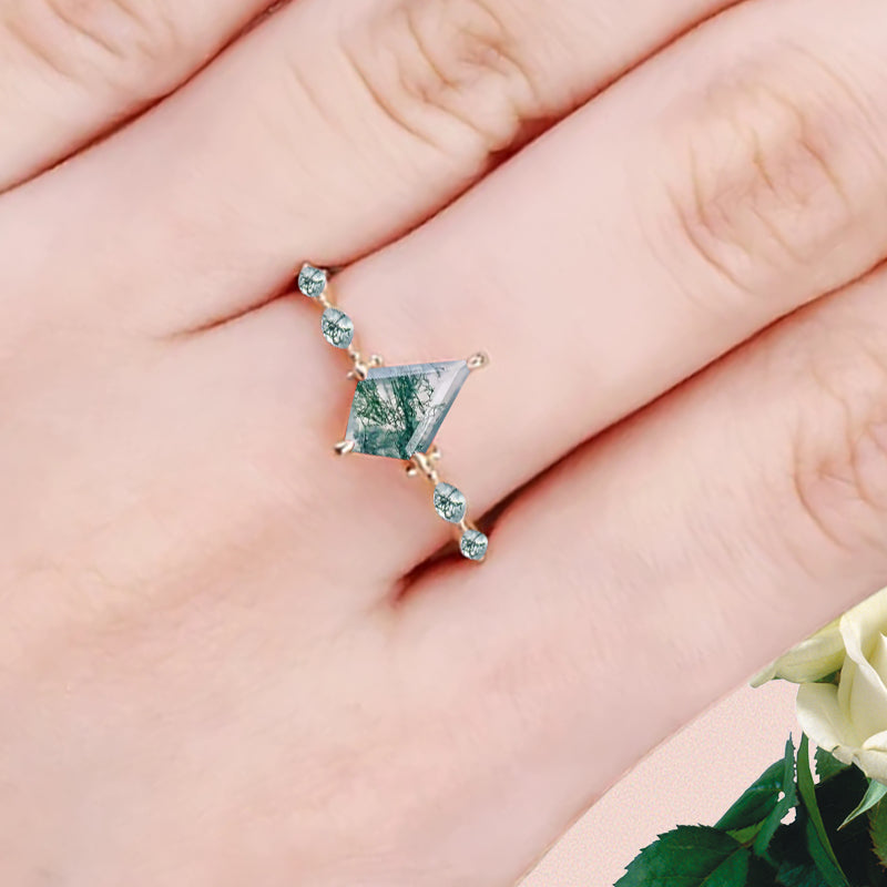 Vintage Birnenform Aquamarin Verlobungsring Set Unikat Versprechen Brautring Set Jubiläumsgeschenk