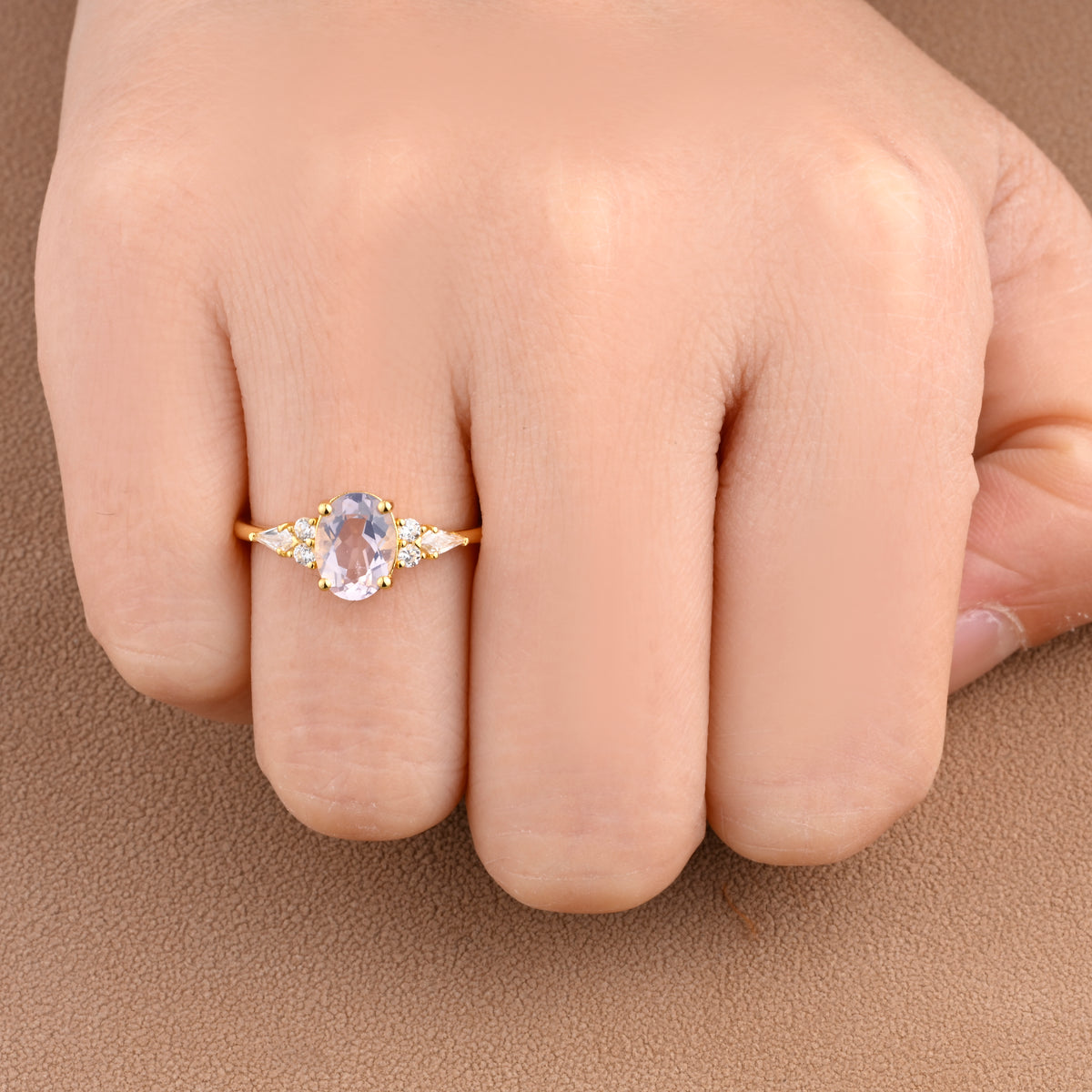 Unique Vintage Moissanite Engagement Ring 14K Rose Gold Oval Cut Natural Moissanite Wedding Promise Ring Handmade Ring Anniversary Rings For Women