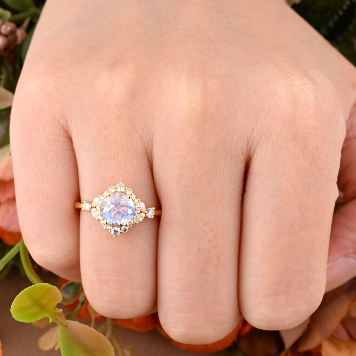 Vintage Moissanite Wedding Ring Set Unique Round Cut Moissanite Engagement Ring Moissanite Gemstone Ring Anniversary Gift For Her