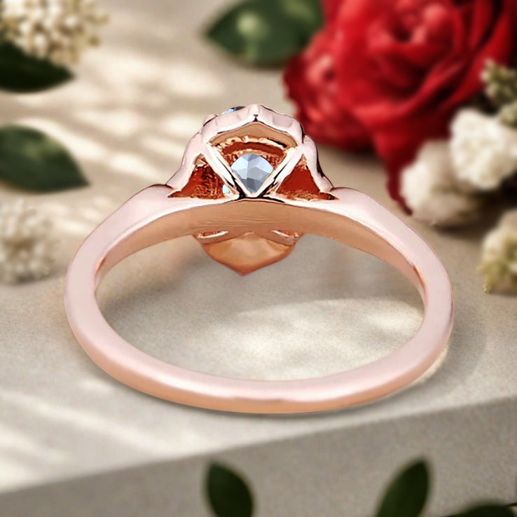 Vintage Aquamarine Engagement Ring Oval Shape Anniversary Ring Solid Gold Solitaire Ring for Women
