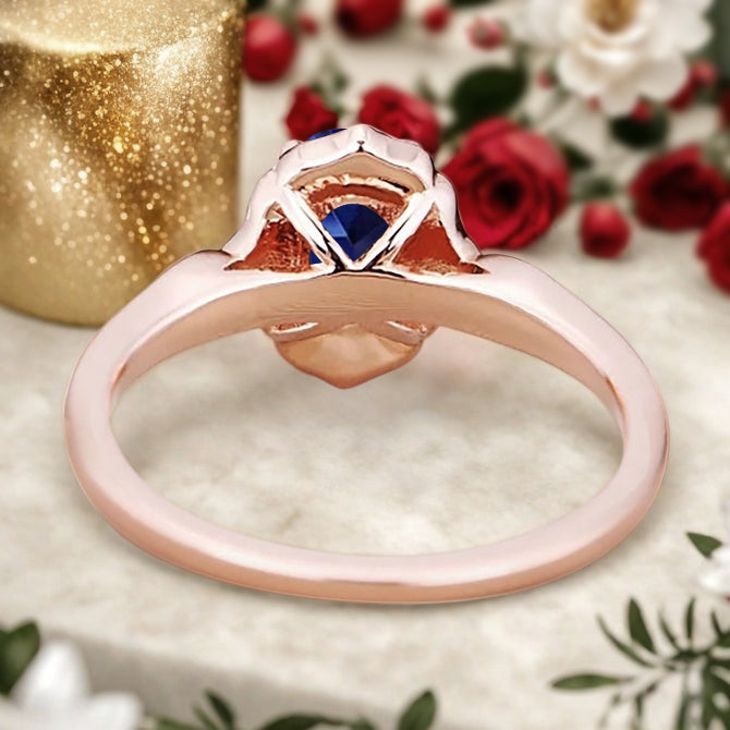 Vintage Blue Topaz Engagement Ring Oval Shape Anniversary Ring Solid Gold Solitaire Ring for Women