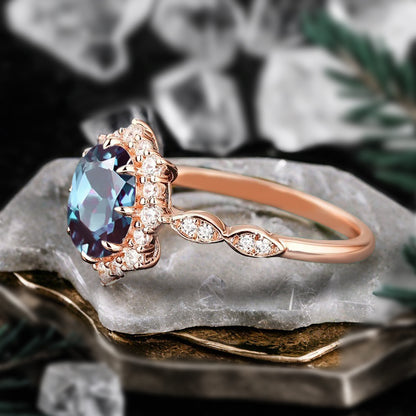 Vintage Birnenform Aquamarin Verlobungsring Set Unikat Versprechen Brautring Set Jubiläumsgeschenk