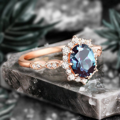 Vintage Birnenform Aquamarin Verlobungsring Set Unikat Versprechen Brautring Set Jubiläumsgeschenk