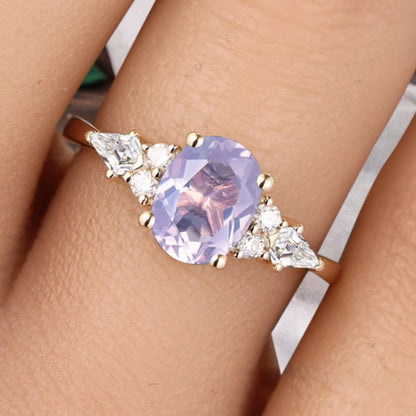 Unique Vintage Pink Sapphire Engagement Ring 14K Rose Gold Oval Cut Natural Pink Sapphire Wedding Promise Ring Handmade Ring Anniversary Rings For Women