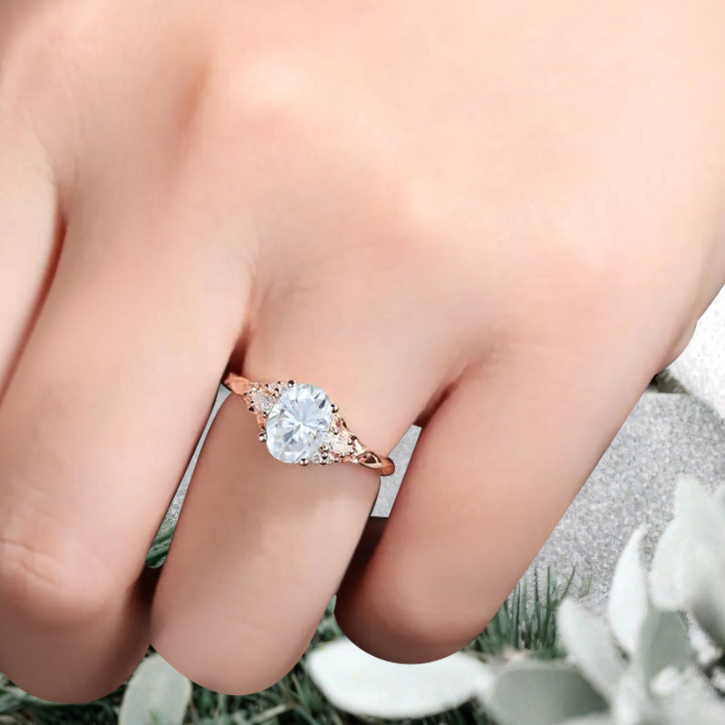 Vintage Oval Cut Moissanite Engagement Ring Unique Moissanite Wedding Ring Art Deco Rose Gold Ring Dainty Bridal Ring Anniversary Gift Ring