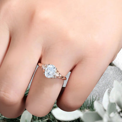 Vintage Oval Cut Moissanite Engagement Ring Unique Moissanite Wedding Ring Art Deco Rose Gold Ring Dainty Bridal Ring Anniversary Gift Ring