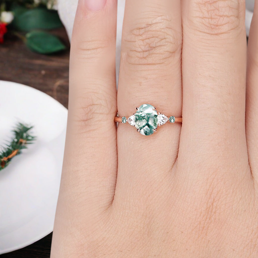 Vintage Birnenform Aquamarin Verlobungsring Set Unikat Versprechen Brautring Set Jubiläumsgeschenk