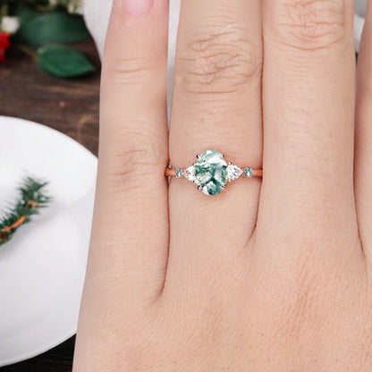 Vintage Birnenform Aquamarin Verlobungsring Set Unikat Versprechen Brautring Set Jubiläumsgeschenk
