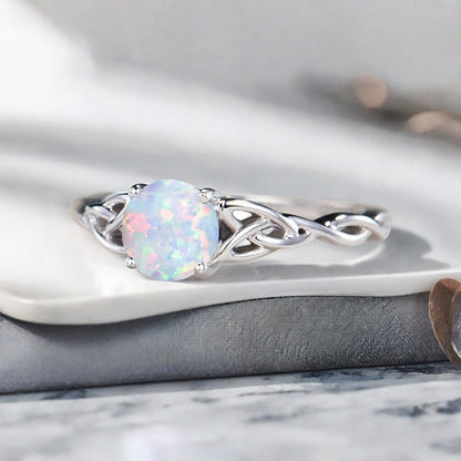 Vintage Oval Mondstein Verlobungsring Unikat Opal Moissanit Versprechensring