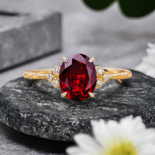 Vintage Unique Ruby Engagement Ring Solid 14K Gold Red Ruby Ring July Birthstone Ring Delicate Ruby Gemstone Ring Handmade Bridal Jewelry