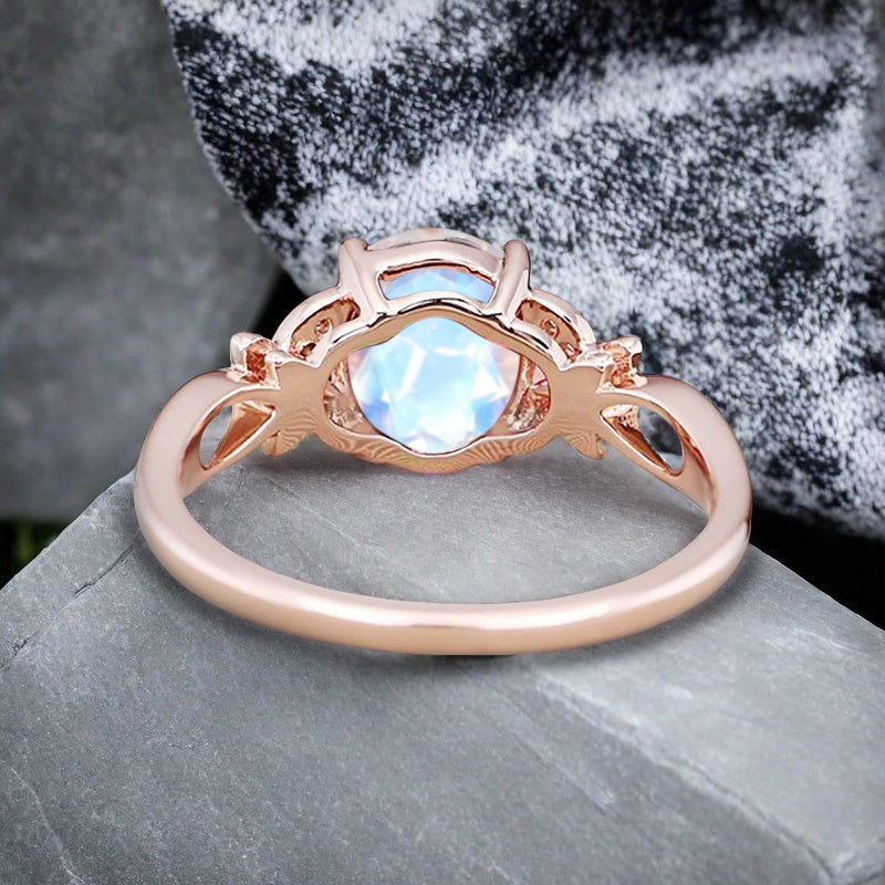Vintage Oval Moonstone Engagement Ring Unique Oval Moonstone Gemstone Promise Ring