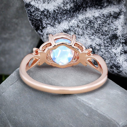 Vintage Oval Moonstone Engagement Ring Unique Oval Moonstone Gemstone Promise Ring