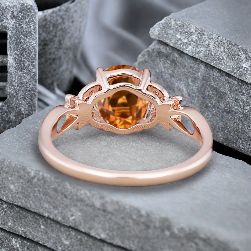 Vintage Oval Citrine Engagement Ring Unique Oval Orange Gemstone Promise Ring