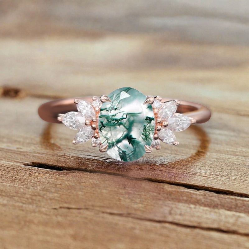 Vintage Birnenform Aquamarin Verlobungsring Set Unikat Versprechen Brautring Set Jubiläumsgeschenk