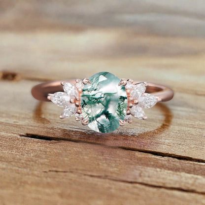 Vintage Birnenform Aquamarin Verlobungsring Set Unikat Versprechen Brautring Set Jubiläumsgeschenk