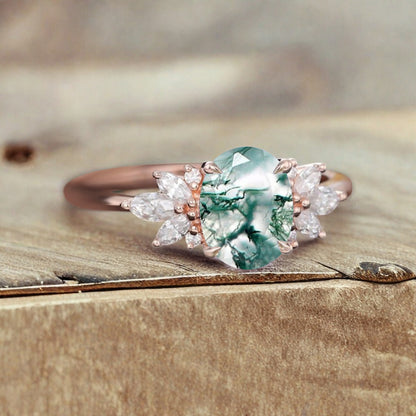 Vintage Birnenform Aquamarin Verlobungsring Set Unikat Versprechen Brautring Set Jubiläumsgeschenk