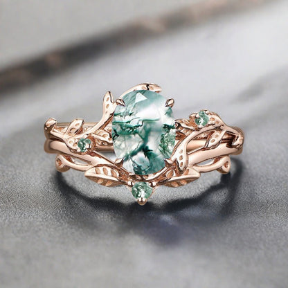 Vintage Birnenform Aquamarin Verlobungsring Set Unikat Versprechen Brautring Set Jubiläumsgeschenk