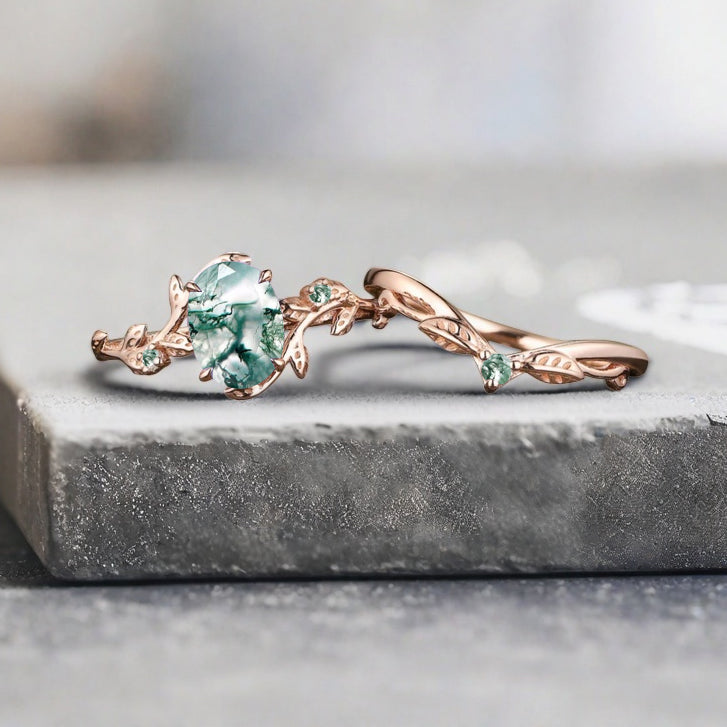 Vintage Birnenform Aquamarin Verlobungsring Set Unikat Versprechen Brautring Set Jubiläumsgeschenk