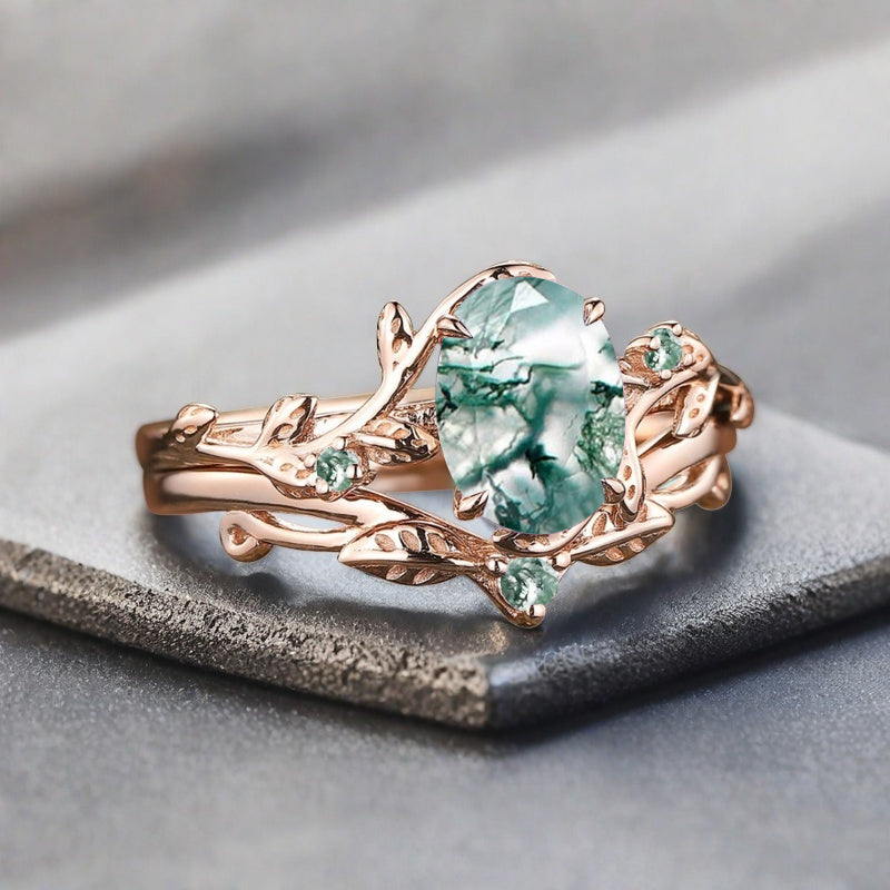 Vintage Birnenform Aquamarin Verlobungsring Set Unikat Versprechen Brautring Set Jubiläumsgeschenk