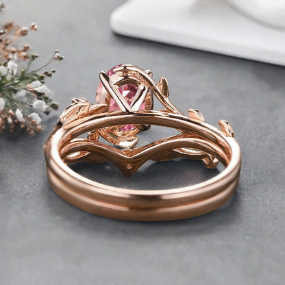 Bague de fiançailles vintage en forme de poire avec aigue-marine, ensemble de bagues de mariage uniques, cadeau d'anniversaire
