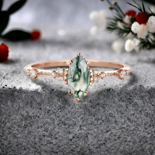 Vintage Birnenform Aquamarin Verlobungsring Set Unikat Versprechen Brautring Set Jubiläumsgeschenk