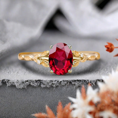 Oval Ruby Engagement Ring Vintage Rose Gold White Ring Women Moissanite Twisted Hollow Wedding Ring Bridal Promise Ring
