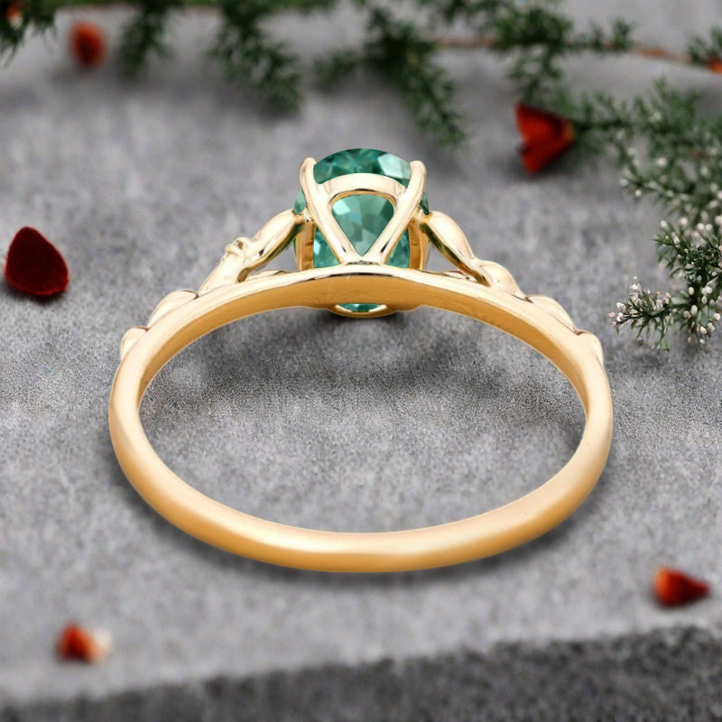 Oval Tsavorite Engagement Ring Vintage Rose Gold White Ring Women Moissanite Twisted Hollow Wedding Ring Bridal Promise Ring