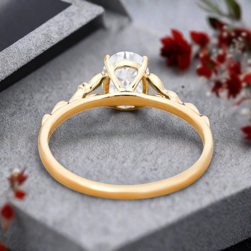 Oval Moissanite Engagement Ring Vintage Rose Gold White Ring Women Moissanite Twisted Hollow Wedding Ring Bridal Promise Ring