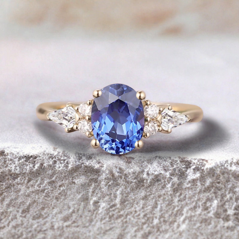 Unique Vintage Blue Topaz Engagement Ring 14K Rose Gold Oval Cut Natural Blue Topaz Wedding Promise Ring Handmade Ring Anniversary Rings For Women