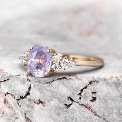 Unique Vintage Pink Sapphire Engagement Ring 14K Rose Gold Oval Cut Natural Pink Sapphire Wedding Promise Ring Handmade Ring Anniversary Rings For Women