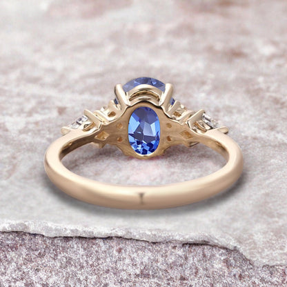 Unique Vintage Blue Topaz Engagement Ring 14K Rose Gold Oval Cut Natural Blue Topaz Wedding Promise Ring Handmade Ring Anniversary Rings For Women