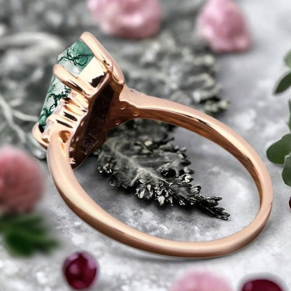 Bague de fiançailles vintage en forme de poire avec aigue-marine, ensemble de bagues de mariage uniques, cadeau d'anniversaire
