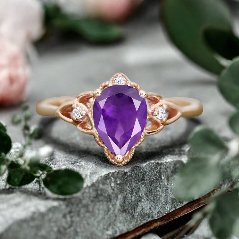 Bague de fiançailles vintage ovale en pierre de lune, bague de promesse unique en opale et moissanite