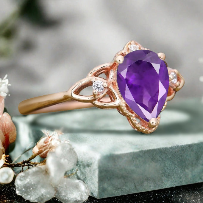 Bague de fiançailles vintage ovale en pierre de lune, bague de promesse unique en opale et moissanite