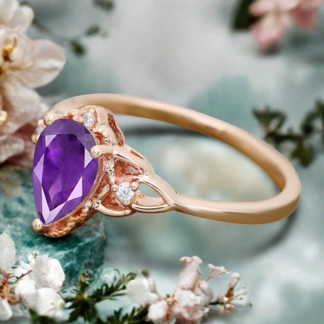 Bague de fiançailles vintage ovale en pierre de lune, bague de promesse unique en opale et moissanite