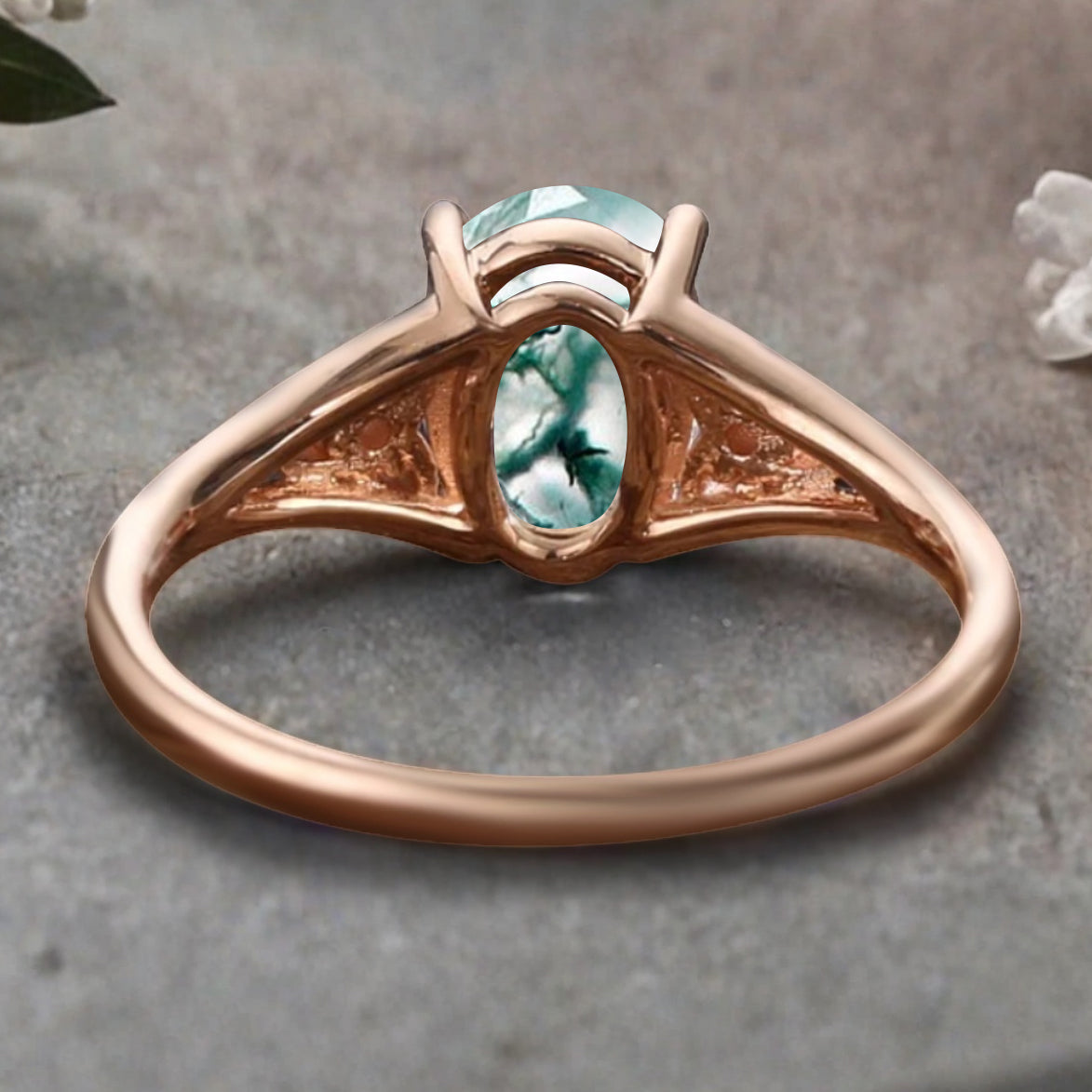 Vintage Oval Mondstein Verlobungsring Unikat Opal Moissanit Versprechensring