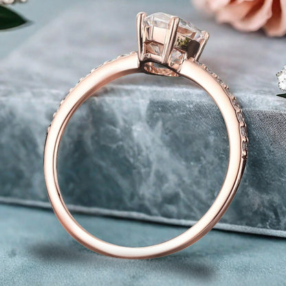 Unique Pear Cut Moissanite Engagement Ring Vintage White Agate Wedding Ring Delicate Moissanite Ring Moissanite Cluster Ring For Women