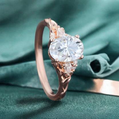 Vintage Oval Cut Moissanite Engagement Ring Unique Moissanite Wedding Ring Art Deco Rose Gold Ring Dainty Bridal Ring Anniversary Gift Ring