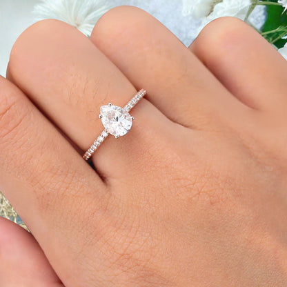 Unique Pear Cut Moissanite Engagement Ring Vintage White Agate Wedding Ring Delicate Moissanite Ring Moissanite Cluster Ring For Women