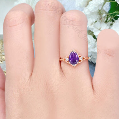 Bague de fiançailles vintage ovale en pierre de lune, bague de promesse unique en opale et moissanite