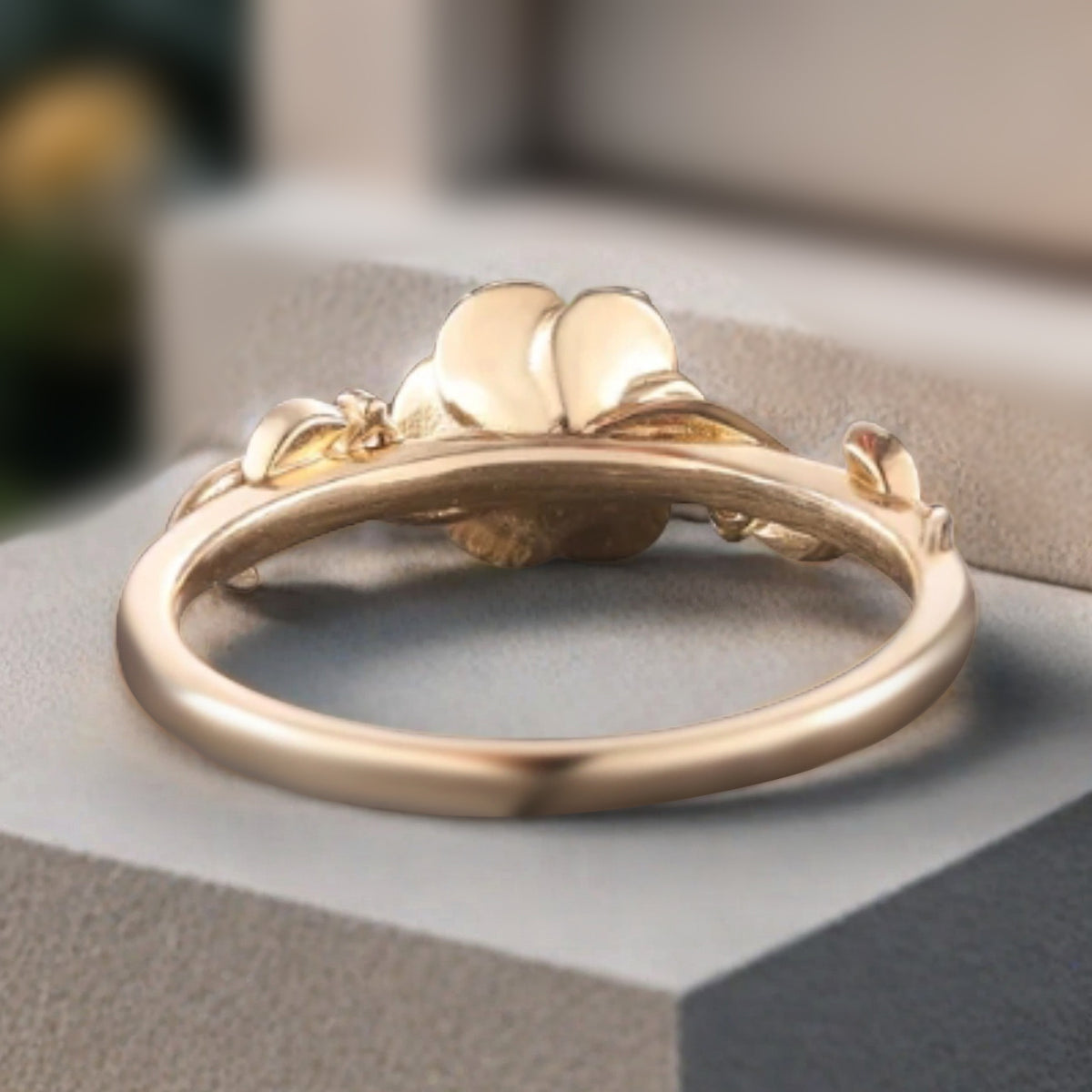 Vintage Sunstone Ring Solid Gold Round Orange Sunstone Flower Leaf Engagement Ring Unique Moissanite Art Deco Promise Ring Anniversary Gift