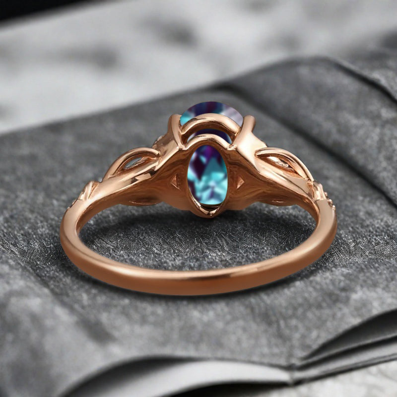 Oval geschliffener Sonnenstein Verlobungsring Unikat Sonnenstein Moissanit Ehering Geschenk für Sie