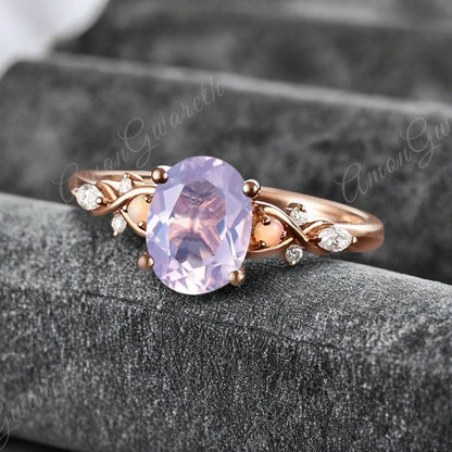 Vintage Oval Pink Sapphire Engagement Ring Unique Oval Pink Sapphire Promise Ring