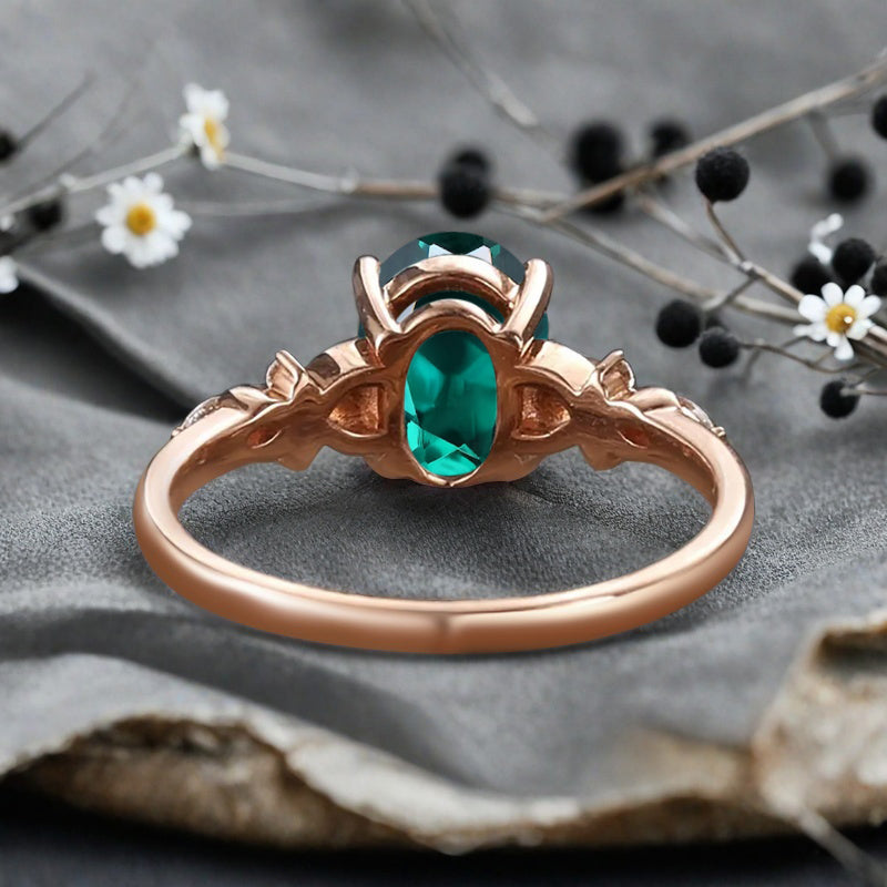 Bague de fiançailles vintage ovale en pierre de lune, bague de promesse unique en opale et moissanite