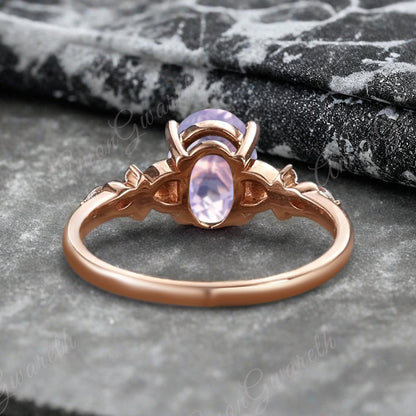 Vintage Oval Pink Sapphire Engagement Ring Unique Oval Pink Sapphire Promise Ring