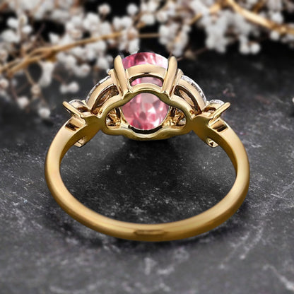 Bague de fiançailles vintage ovale en pierre de lune, bague de promesse unique en opale et moissanite